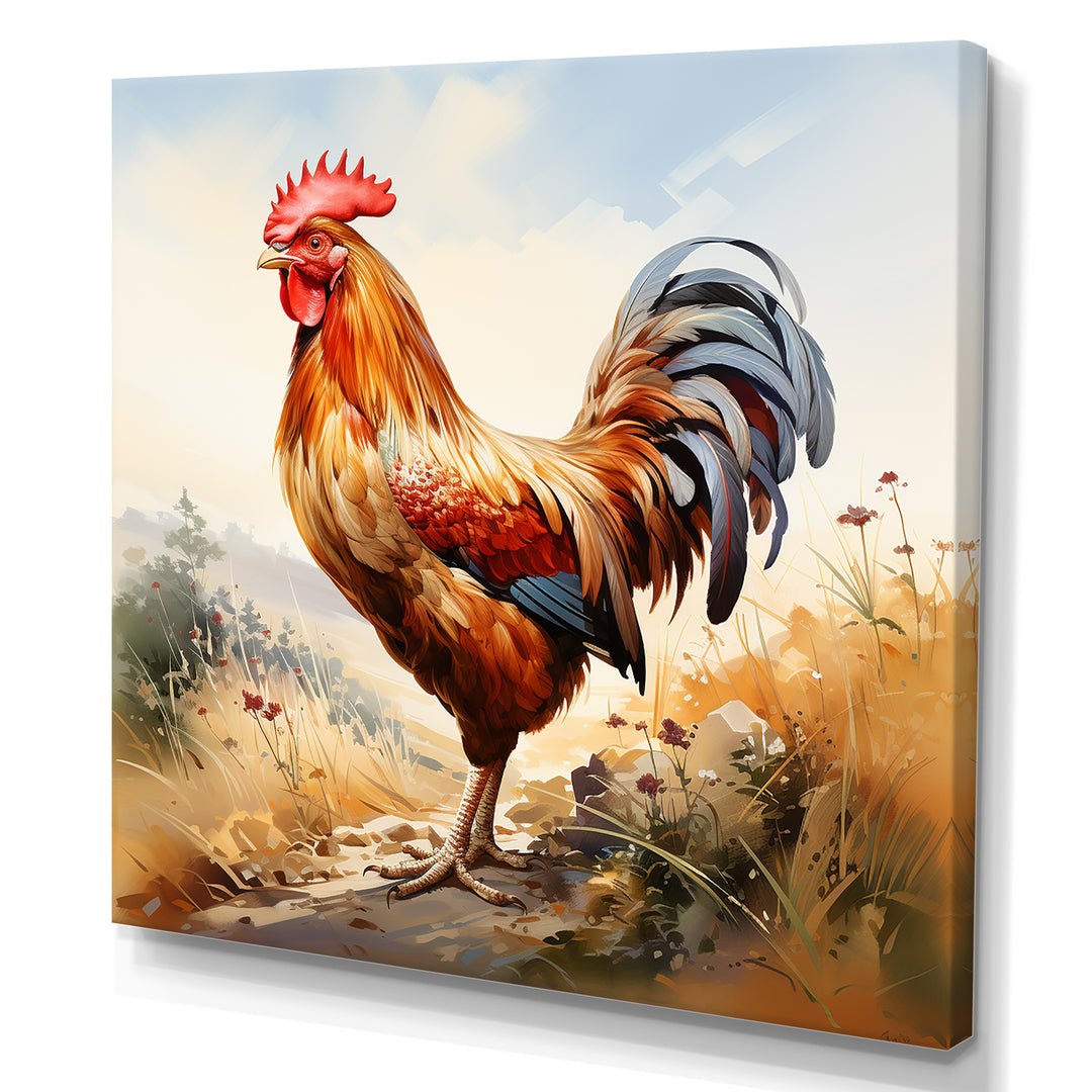 Red Roosters Farm and meadows - Rooster Wall Decor