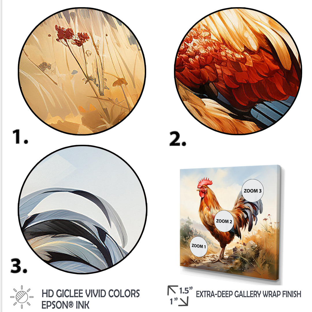 Red Roosters Farm and meadows - Rooster Wall Decor
