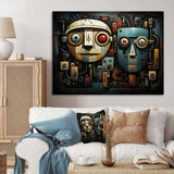 Blue and bleige Robot Revolution  - Fashion Canvas Wall Art