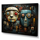 Blue and bleige Robot Revolution  - Fashion Canvas Wall Art