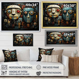 Blue and bleige Robot Revolution  - Fashion Canvas Wall Art