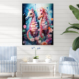Blue and pink Seahorse Ballet - Seahorse Wall Decor