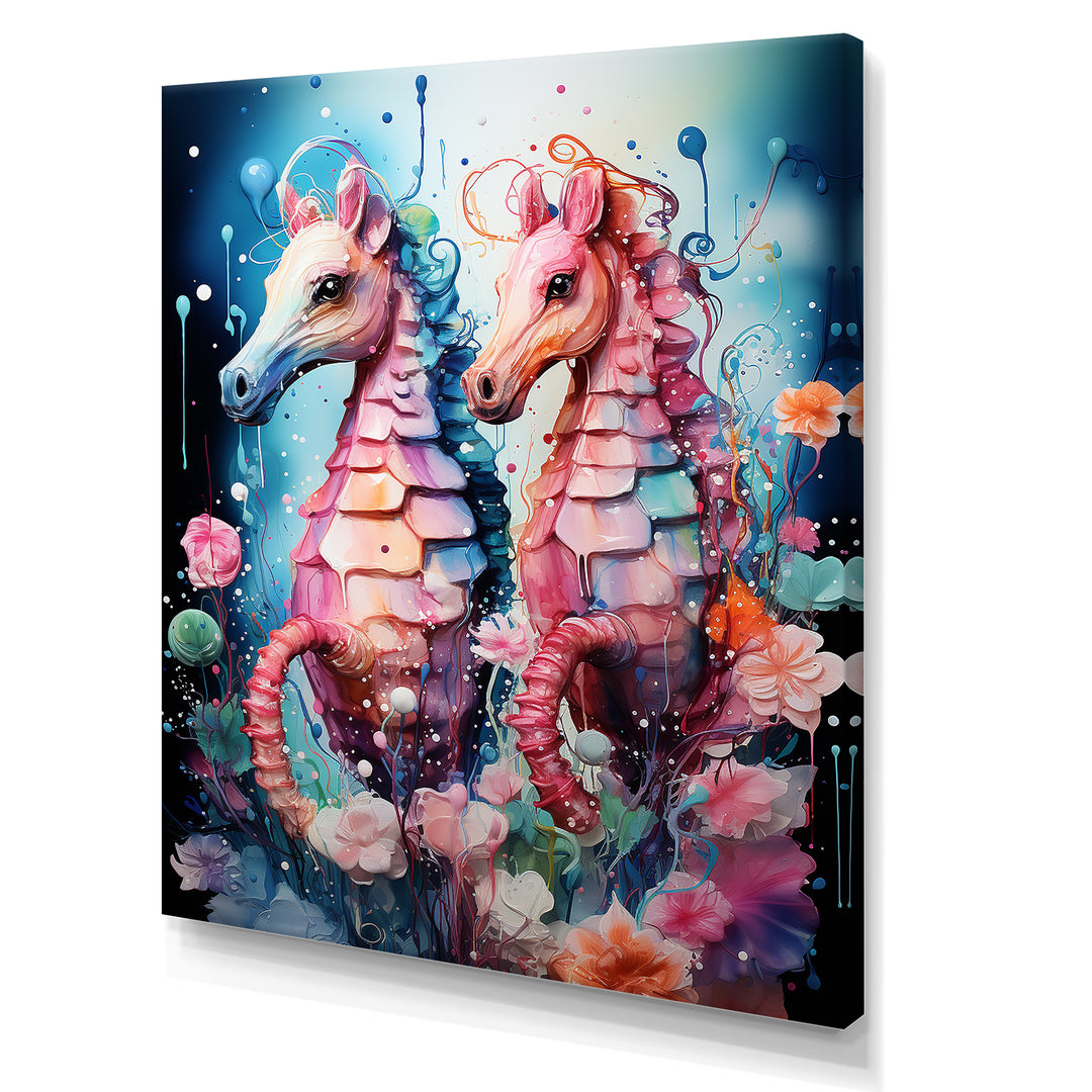 Blue and pink Seahorse Ballet - Seahorse Wall Decor