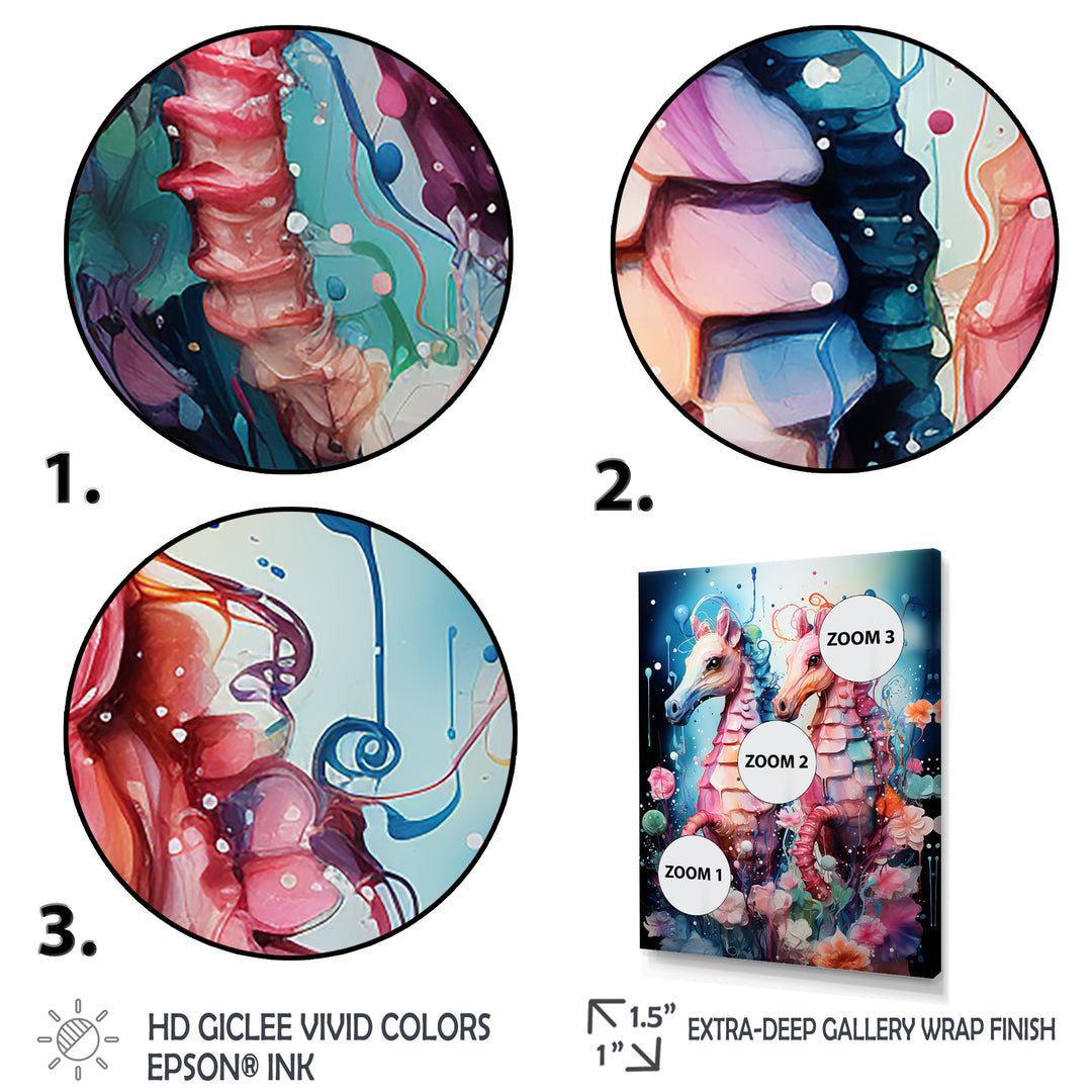 Blue and pink Seahorse Ballet - Seahorse Wall Decor