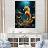 Blue and yellow Seahorse Ballet - Seahorse Wall Art Prints