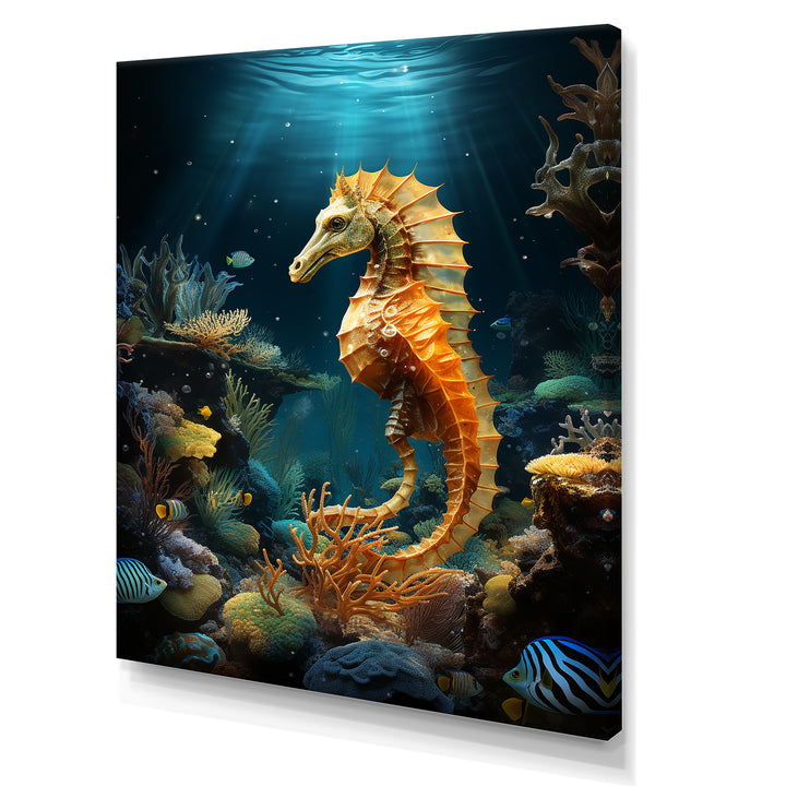 Blue and yellow Seahorse Ballet - Seahorse Wall Art Prints