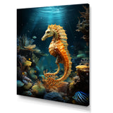 Blue and yellow Seahorse Ballet - Seahorse Wall Art Prints