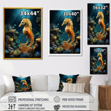 Blue and yellow Seahorse Ballet - Seahorse Wall Art Prints
