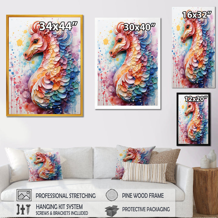 Pink Seahorse Oceanic Elegance - Seahorse Wall Art Prints