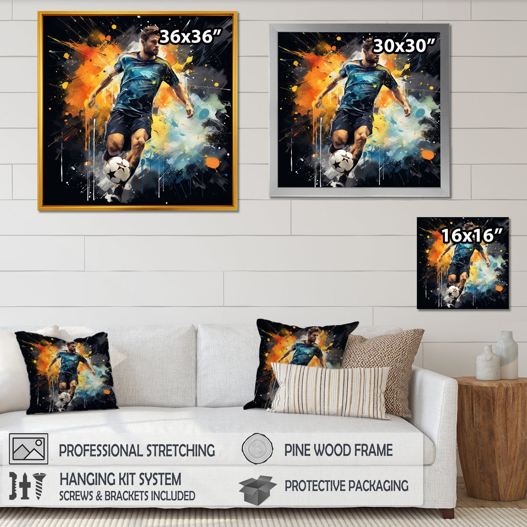 Green And Yellow Soccer Player I - Soccer Canvas Wall Art