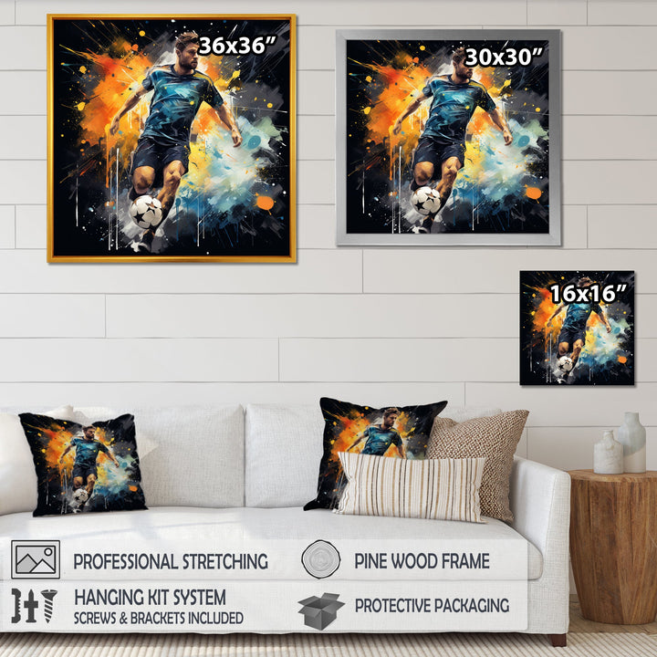 Green And Yellow Soccer Player I - Soccer Canvas Wall Art