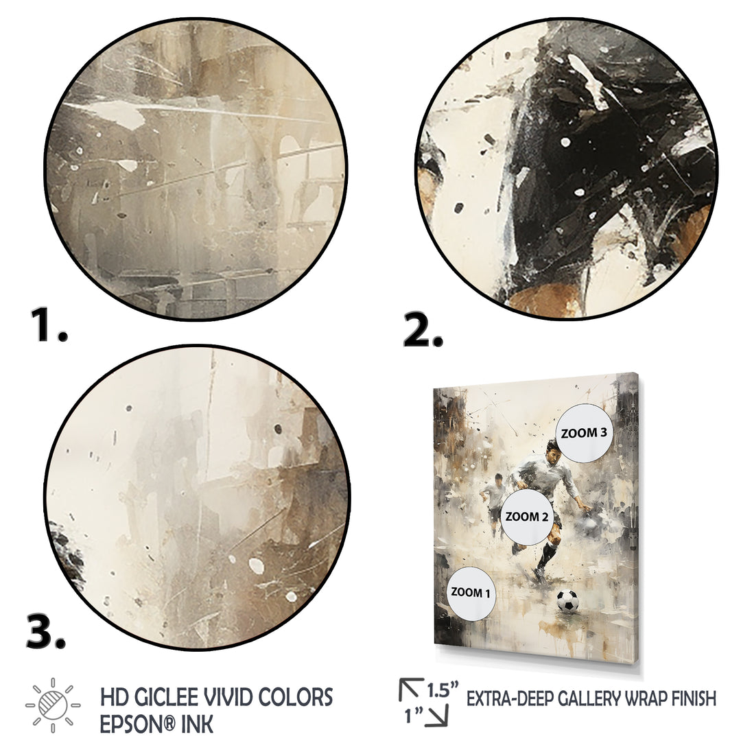 Grey Minimalist Soccer Encounter I - Soccer Canvas Wall Art