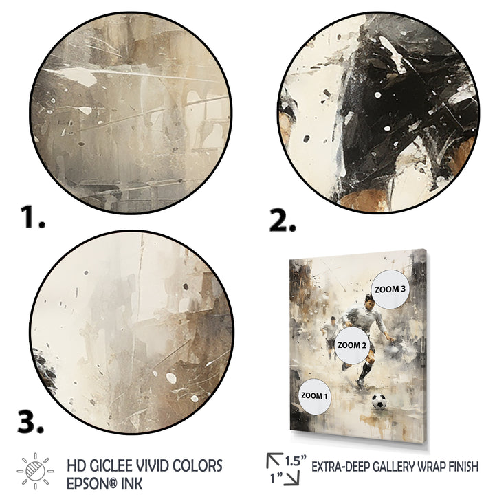 Grey Minimalist Soccer Encounter I - Soccer Canvas Wall Art