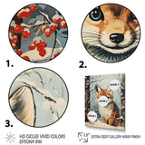 Winter scene cute fox in forest - Fox Framed Canvas Art