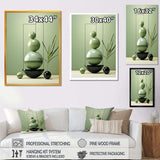 Green Zen spiritual stone 2 - Spiritual Canvas Wall Art