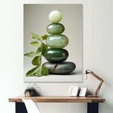 Green Zen spiritual stone 3 - Spiritual Canvas Wall Art