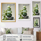 Green Zen spiritual stone 3 - Spiritual Canvas Wall Art