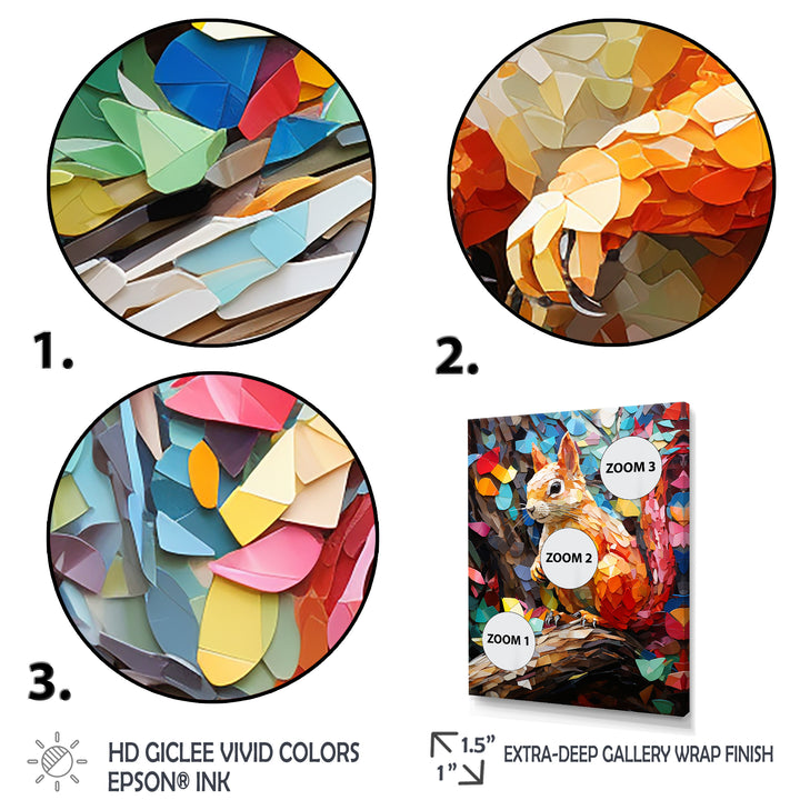 Colorful squirrel collage Delight - Squirrel Bedroom Wall Art