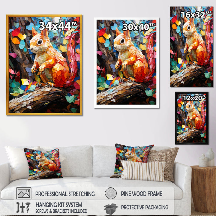 Colorful squirrel collage Delight - Squirrel Bedroom Wall Art