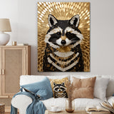Gold and black curious racoon - Raccoon Canvas Wall Art