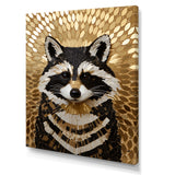 Gold and black curious racoon - Raccoon Canvas Wall Art