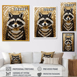 Gold and black curious racoon - Raccoon Canvas Wall Art