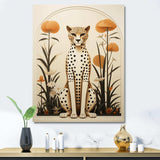 Beige and green mid century cheetah meadow - Animals Canvas Wall Art