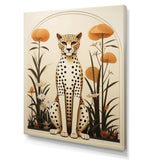 Beige and green mid century cheetah meadow - Animals Canvas Wall Art