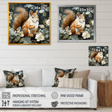 Brown and green Forest squirrel blooms - Squirrel Wall Art Prints