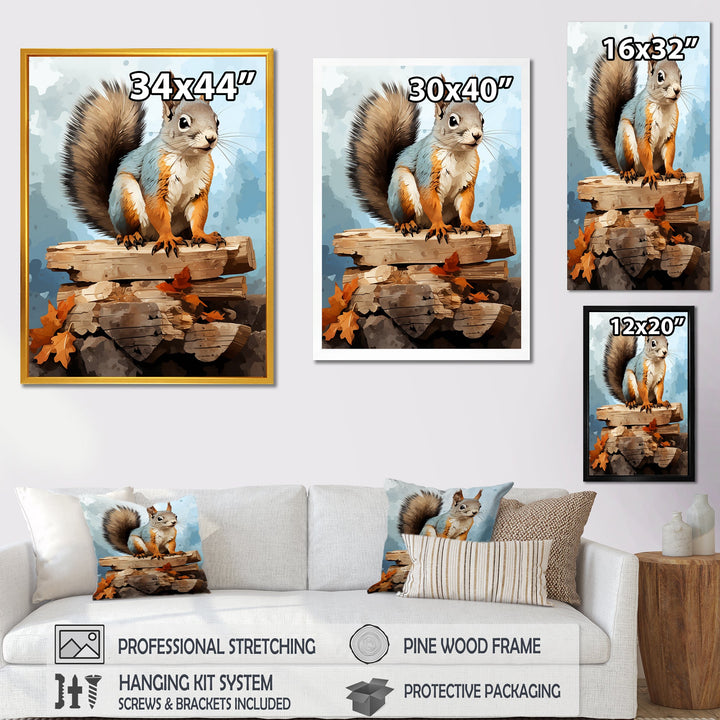 Brown squirrel forest adventure - Squirrel Wall Art Prints