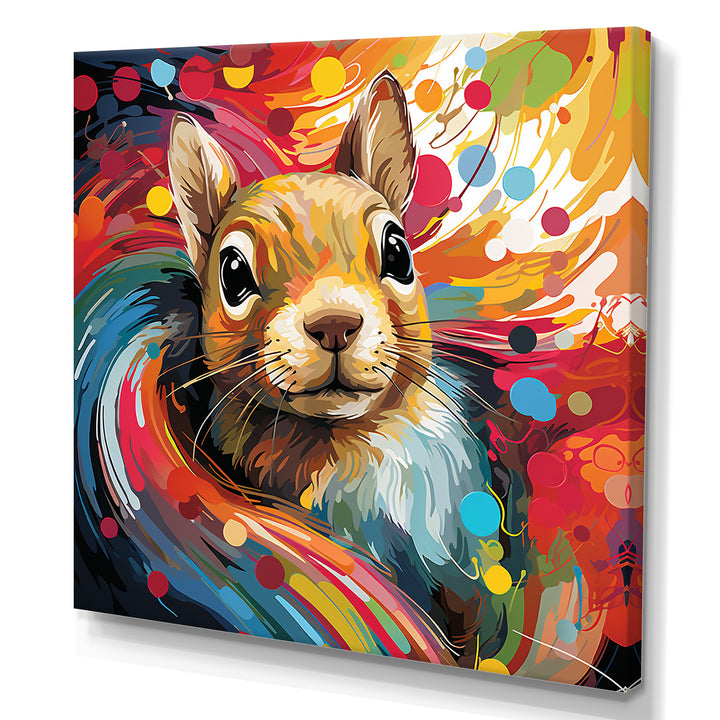 Colorful pop art squirrel portrait - Squirrel Large Canvas Wall Art