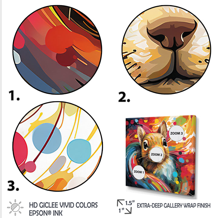 Colorful pop art squirrel portrait - Squirrel Large Canvas Wall Art