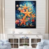 Blue and orange starfish collage - Starfish Canvas Wall Art