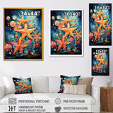 Blue and orange starfish collage - Starfish Canvas Wall Art