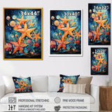 Blue and orange starfish collage - Starfish Canvas Wall Art