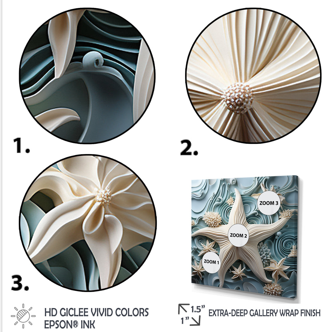 White and blue Oceanic starfish Gem - Starfish Wall Art Prints