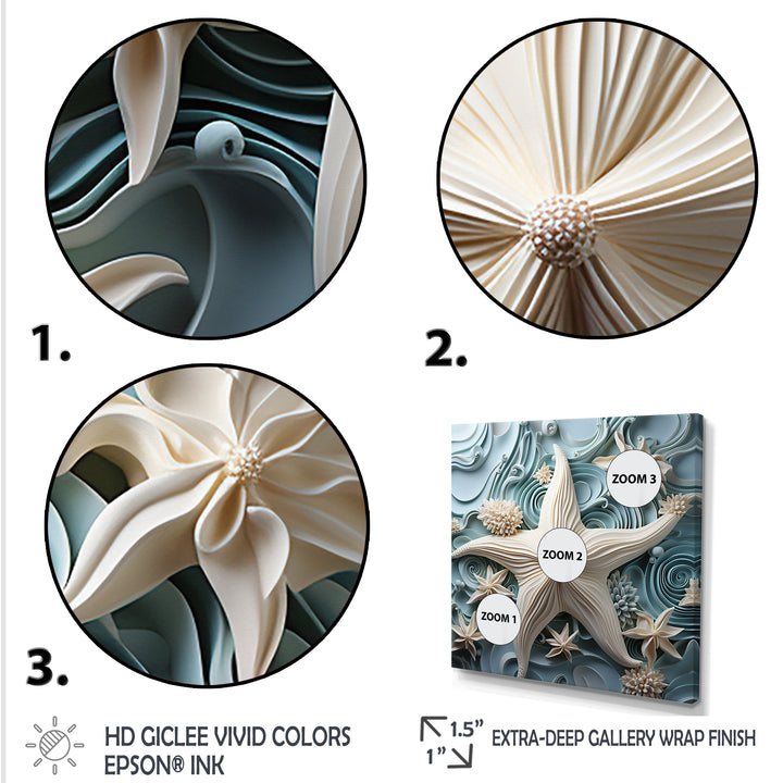 White and blue Oceanic starfish Gem - Starfish Wall Art Prints