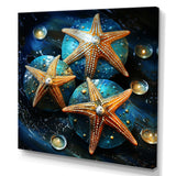 Yellow starfish on oceanic Gem stone - Yellow Starfish Wall Art