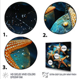 Yellow starfish on oceanic Gem stone - Yellow Starfish Wall Art