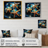Yellow starfish on oceanic Gem stone - Yellow Starfish Wall Art