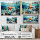 Orange Oasis Watercolor Starfish - Starfish Framed Canvas Art