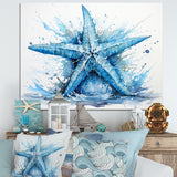 Watercolor blue Starfish - Starfish Large Canvas Wall Art