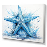 Watercolor blue Starfish - Starfish Large Canvas Wall Art