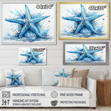 Watercolor blue Starfish - Starfish Large Canvas Wall Art