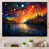 Starry Night Over the Rhone in France II - Landscapes Canvas Wall Art