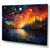 Starry Night Over the Rhone in France II - Landscapes Canvas Wall Art