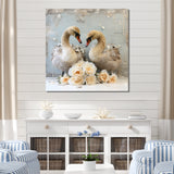 White blooming Swan beauty - Swans Living Room Wall Art