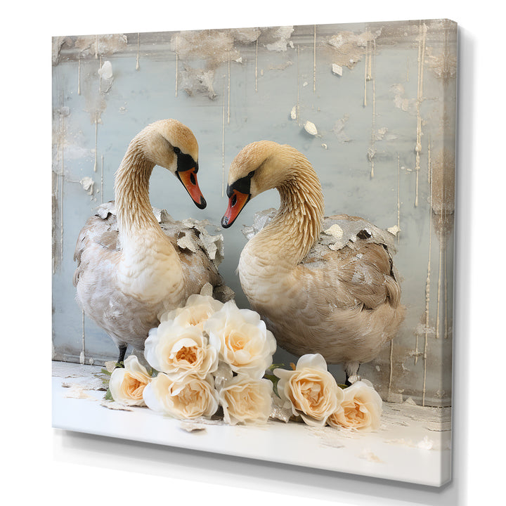 White blooming Swan beauty - Swans Living Room Wall Art