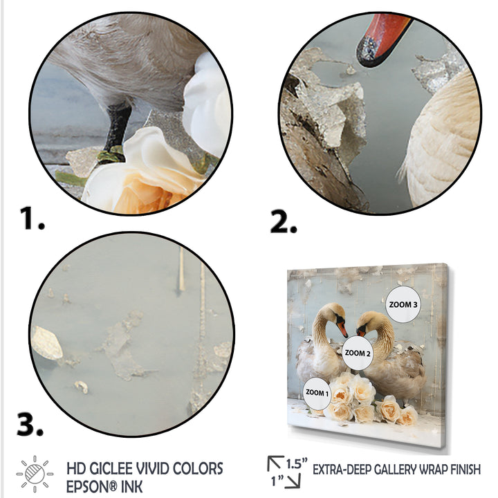 White blooming Swan beauty - Swans Living Room Wall Art