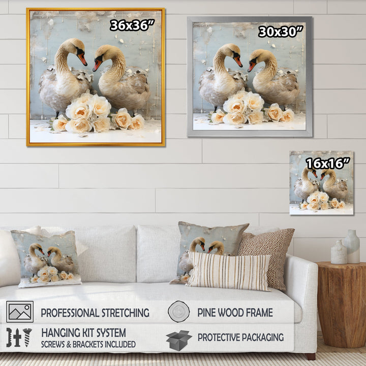 White blooming Swan beauty - Swans Living Room Wall Art